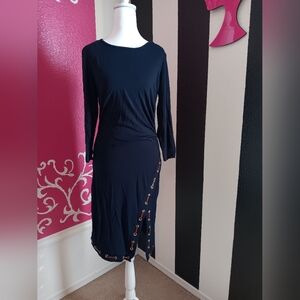 Carmen Marc Valvo Black Dress with Button Details